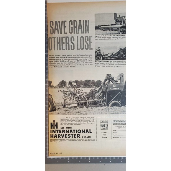 1956 New McCormick Harvester-Thresher Combine Magazine Advertisement 2 Page - Picture 4 of 6